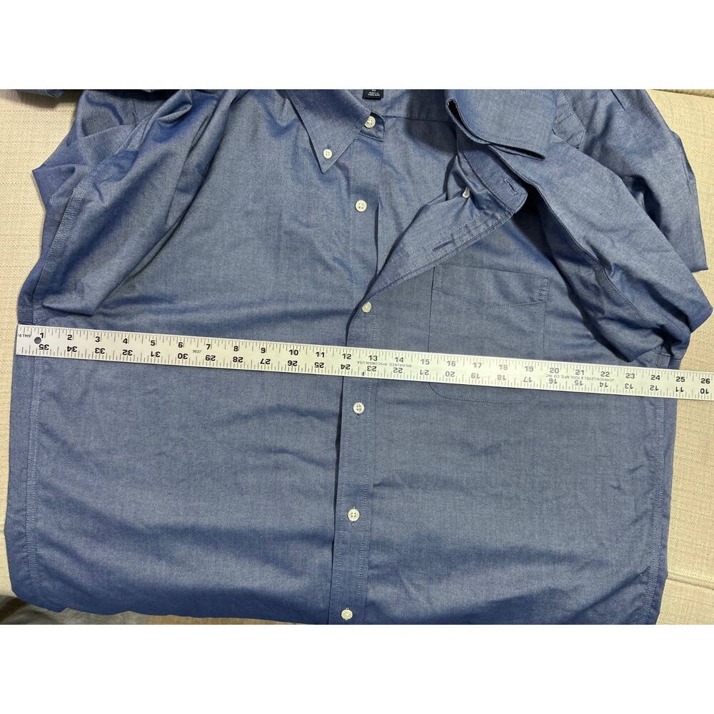 -Lands End Men's sz 17-33 Traditional Fit Supima No Iron Oxford Button up Shirt - Picture 4 of 4